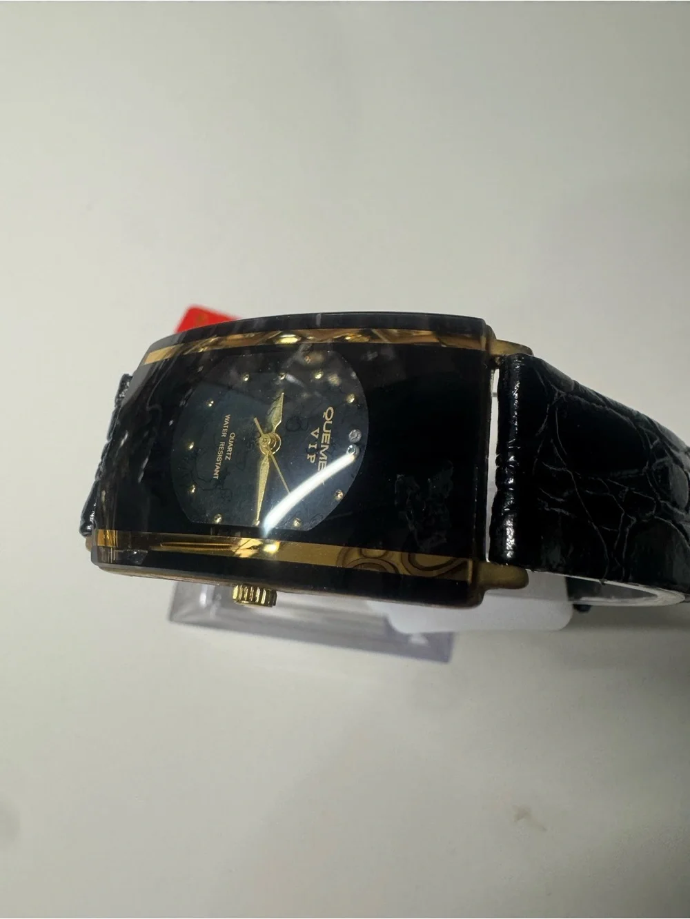 Quemex Black and Gold Rectangular Dress Watch